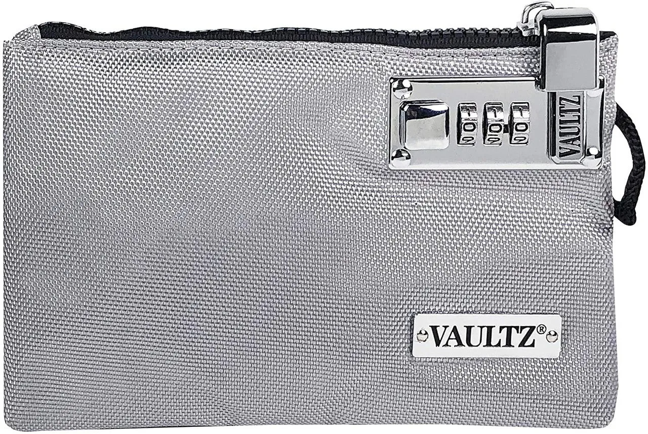 Vaultz gray nylon locking pouch with a 3-digit combination lock
